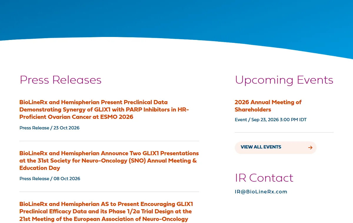 BioLineRx Investors, view 3