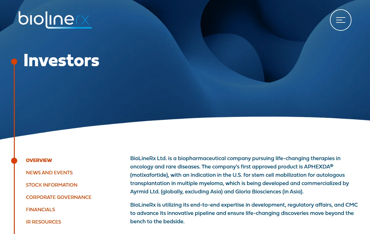 BioLineRx Investors, view 1